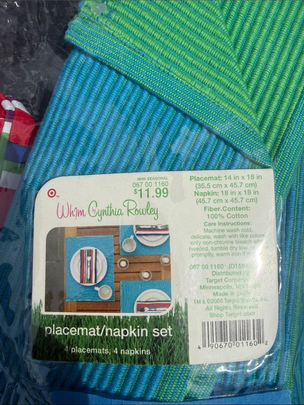 Target Bright Turquoise and Multicolor Striped Party Napkin Set